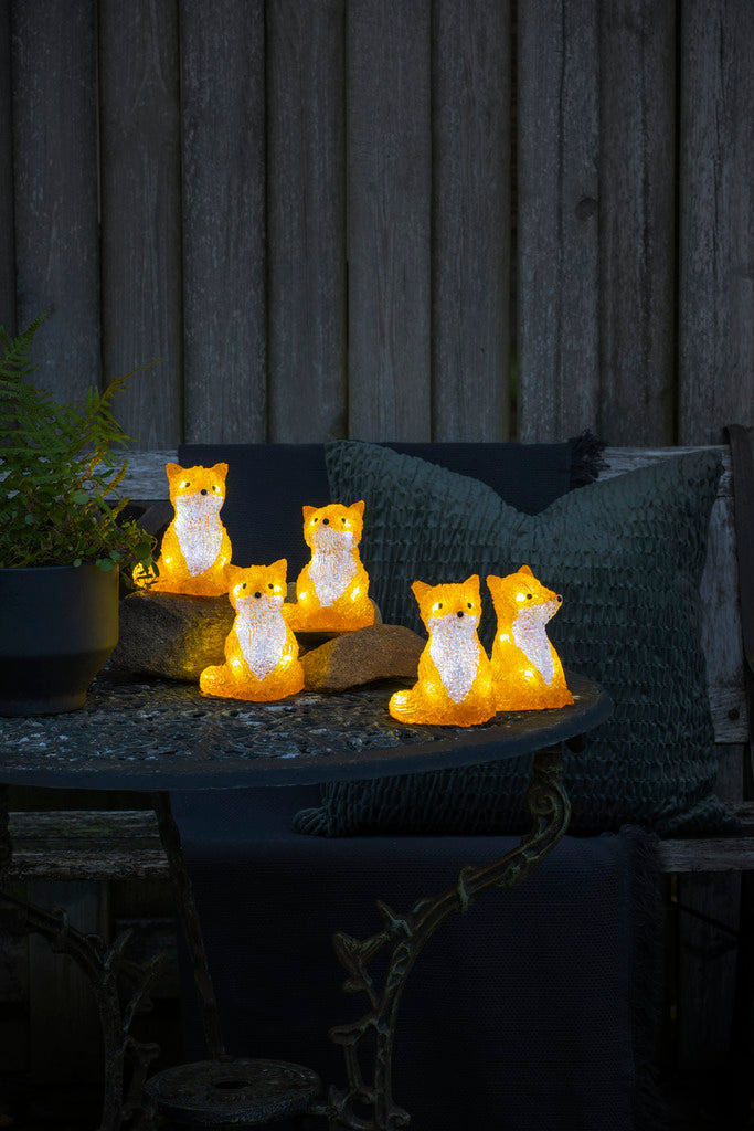 Konstsmide Set of 5 Acrylic Foxes Outdoor or Indoor Christmas Decoration