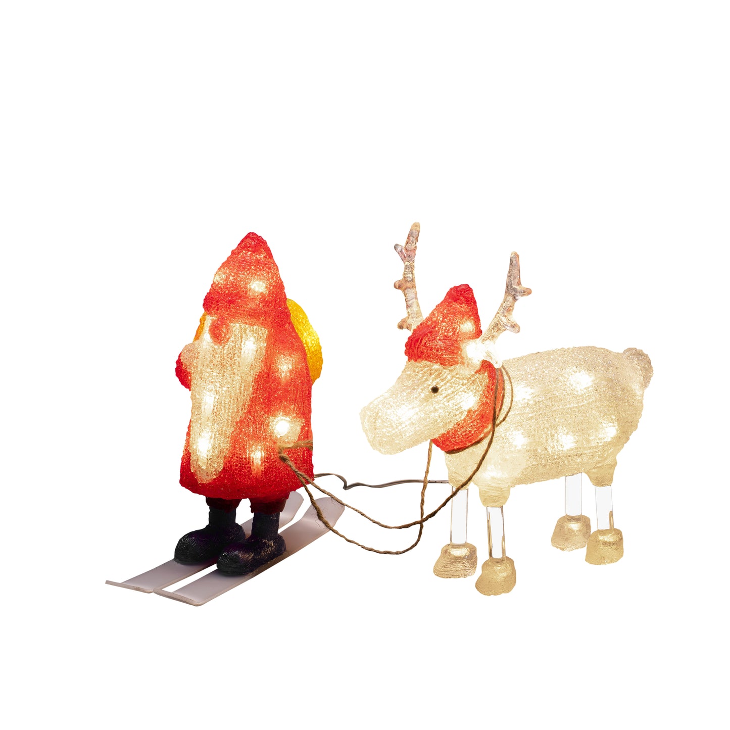 Konstsmide Santa & Reindeer Lit Acrylic Christmas Decoration Outdoor or Indoor