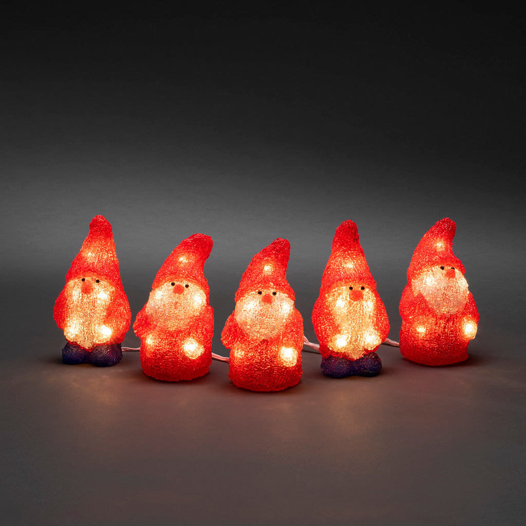 Konstsmide 5 Acrylic Santas Lit Christmas Decoration Outdoor Indoor