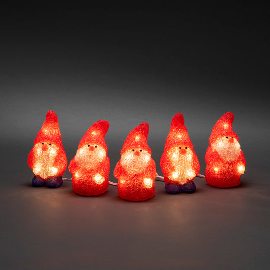 Konstsmide 5 Acrylic Santas Lit Christmas Decoration Outdoor Indoor