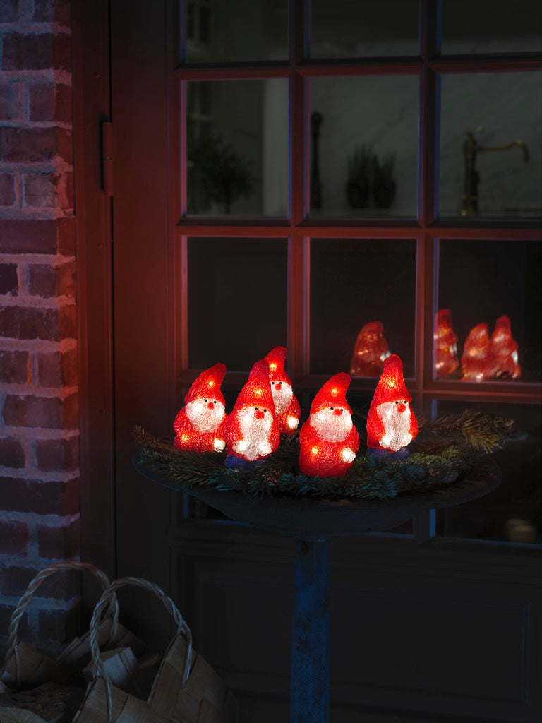 Konstsmide 5 Acrylic Santas Lit Christmas Decoration Outdoor Indoor