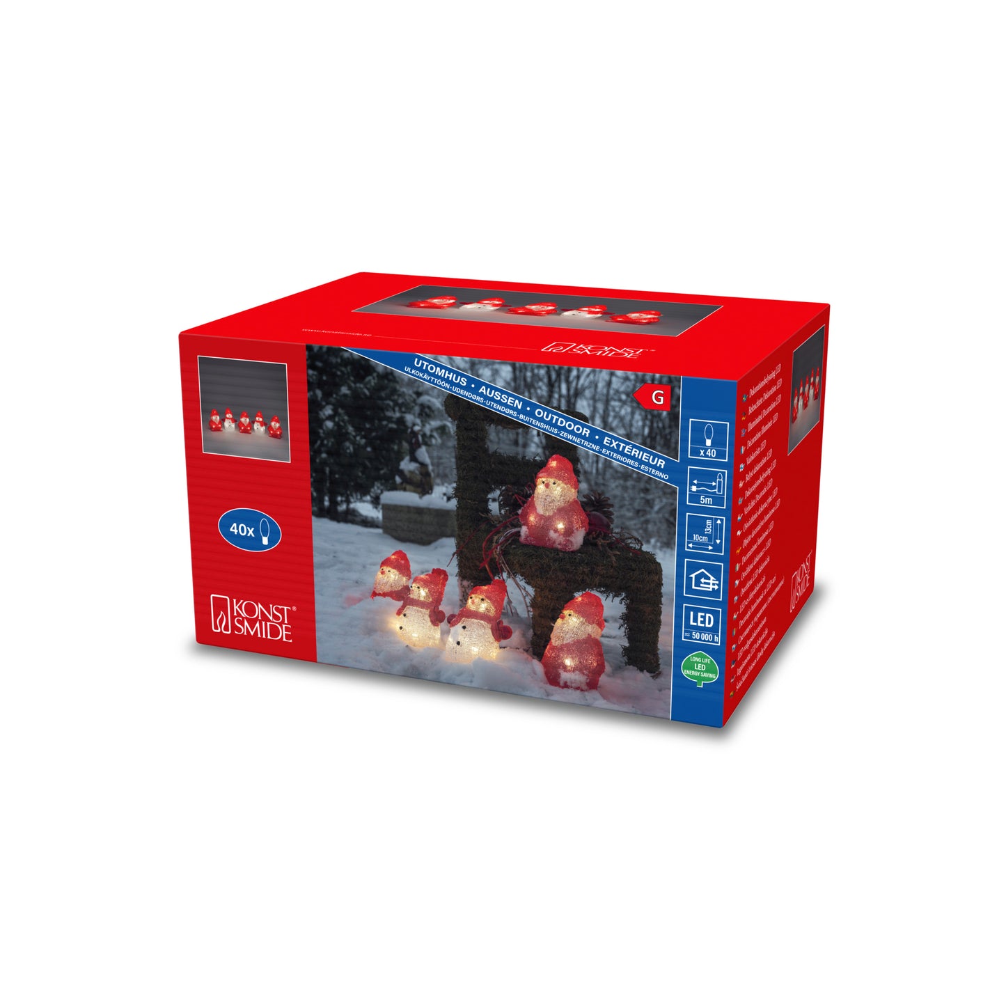 Konstsmide Lit Acrylic Santas and Snowmen Christmas Decoration