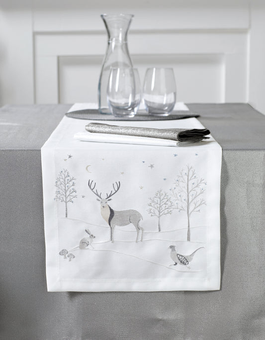 Walton & Co Stag Embroidered Christmas Table Runner