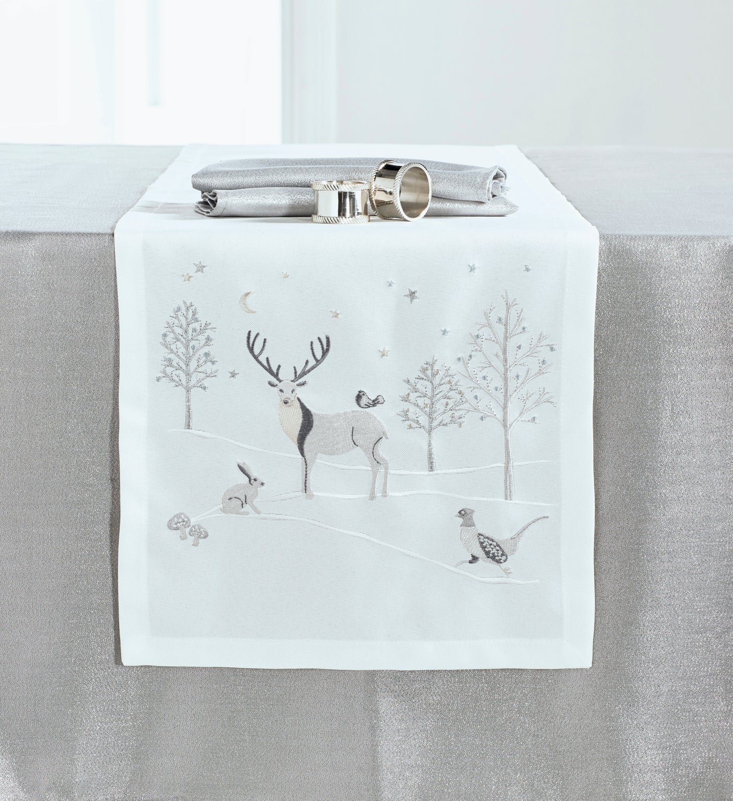 Walton & Co Stag Embroidered Christmas Table Runner