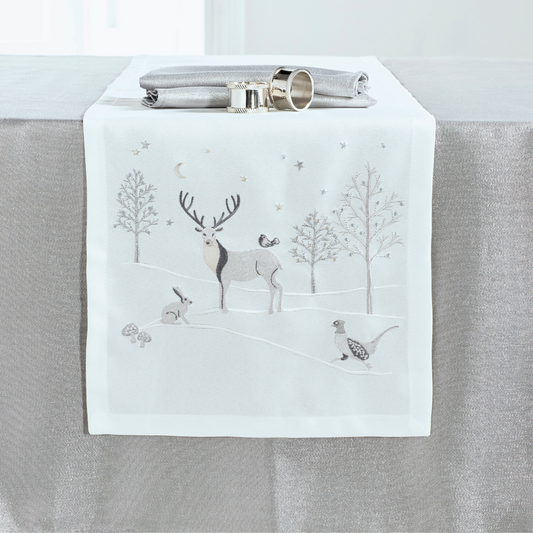 Walton & Co Stag Embroidered Christmas Table Runner