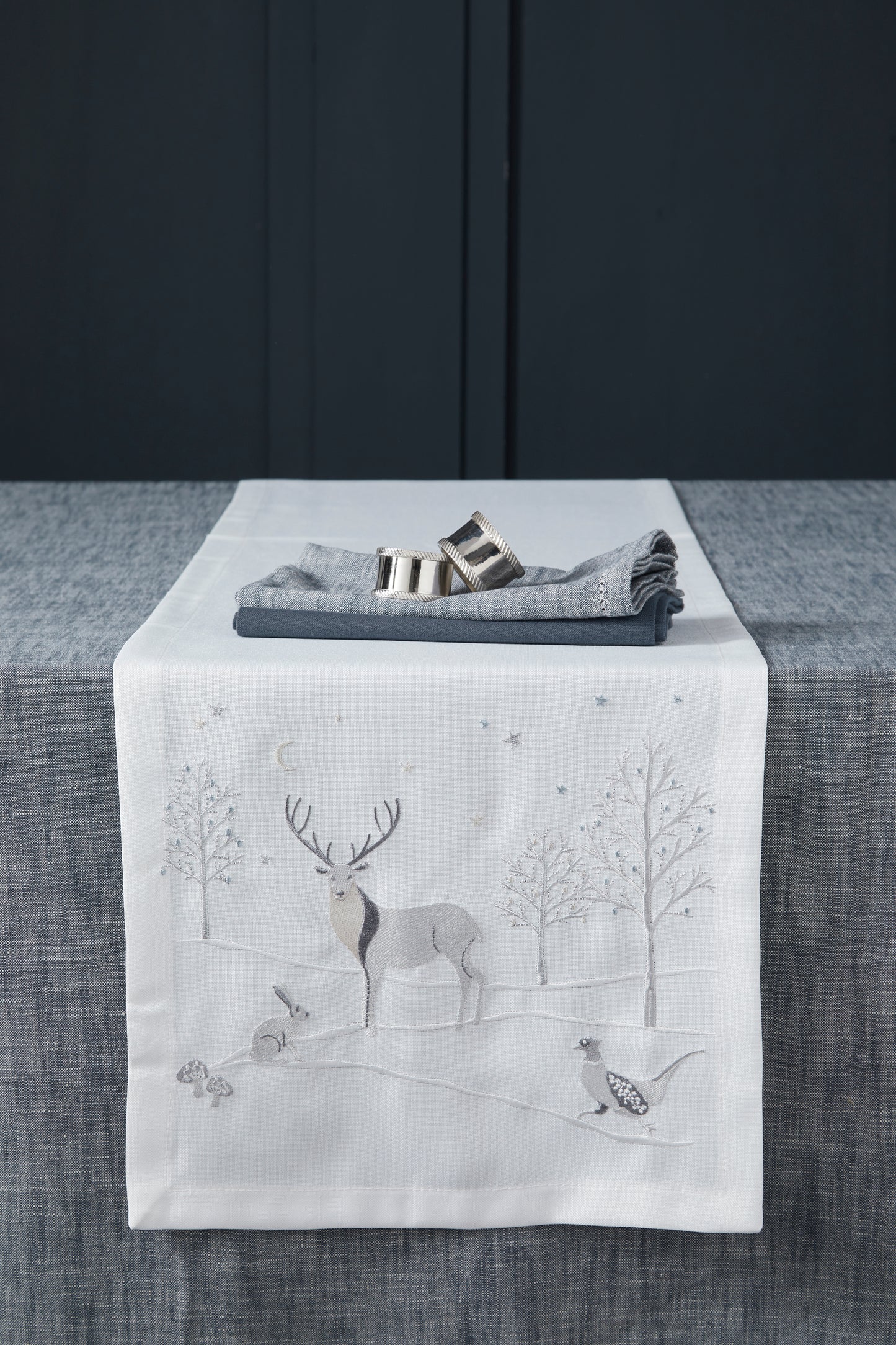 Walton & Co Stag Embroidered Christmas Table Runner