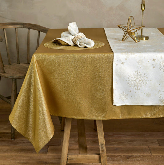 Walton and Co Glitz Gold Tablecloth 150cm x 220cm Christmas