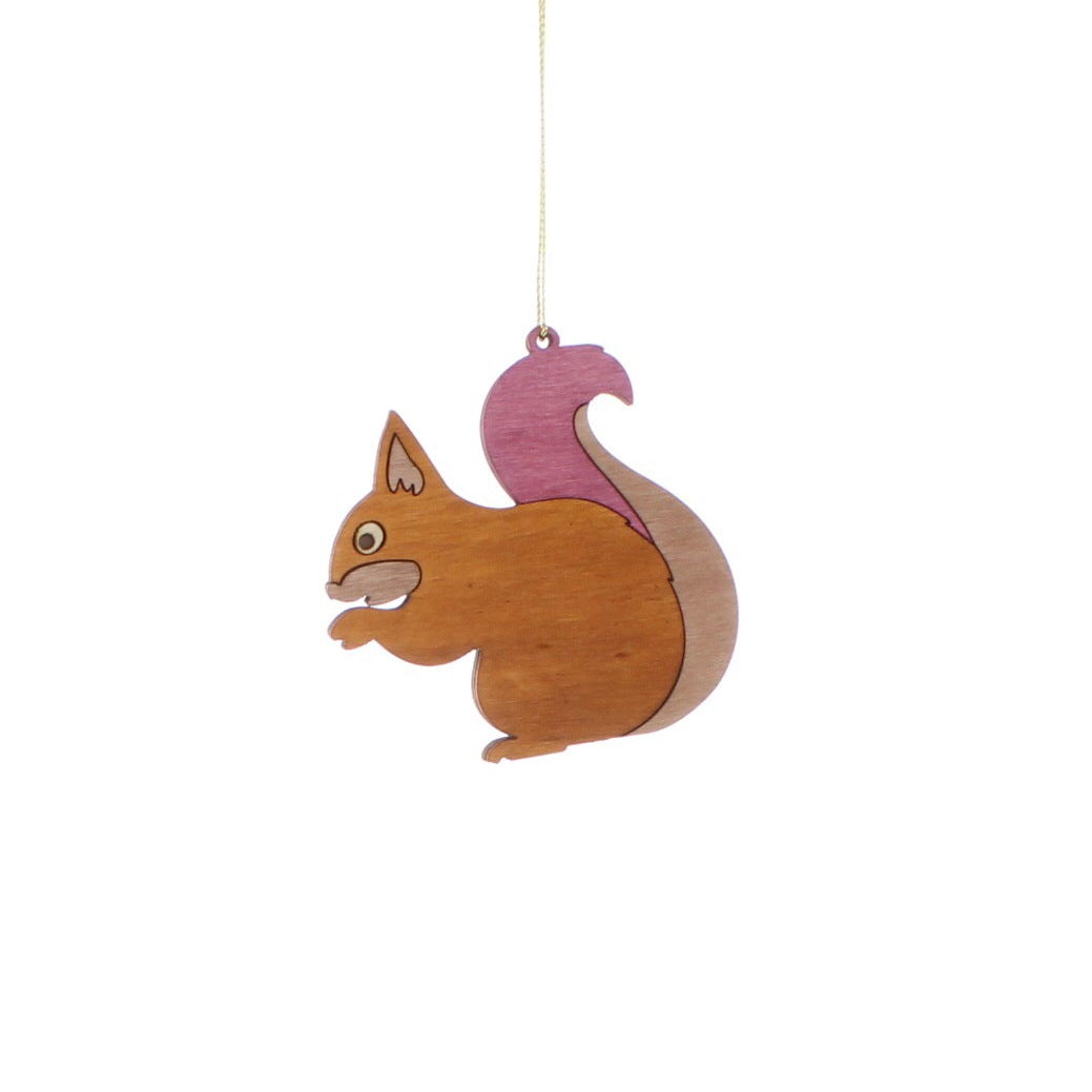 8cm Wooden Squirrel Hanging Decoration