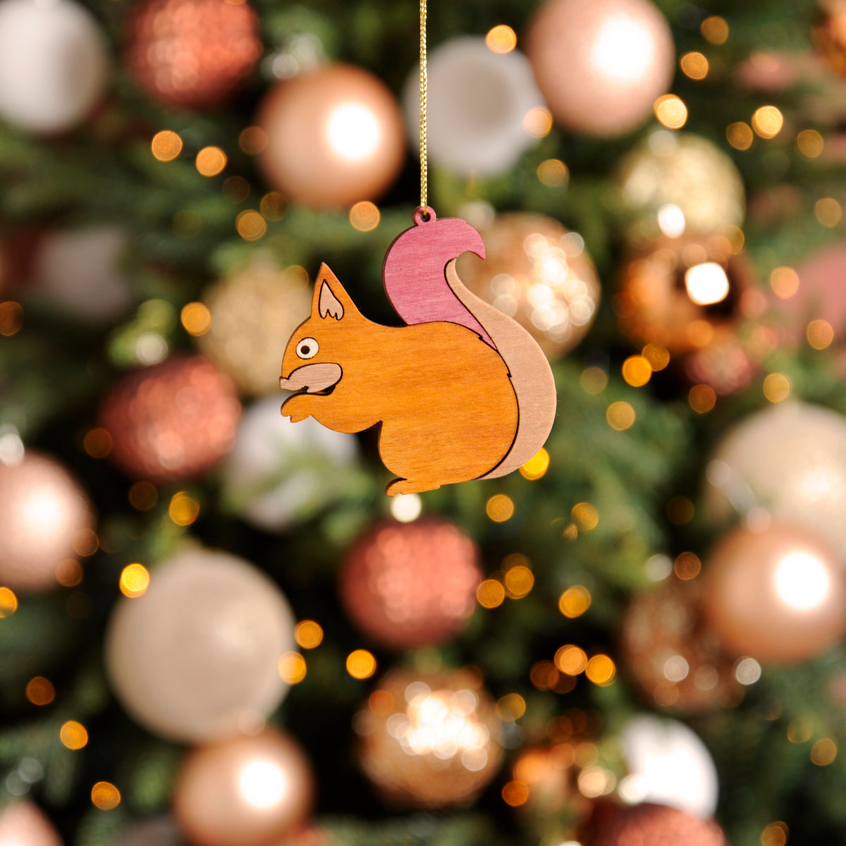8cm Wooden Squirrel Hanging Decoration