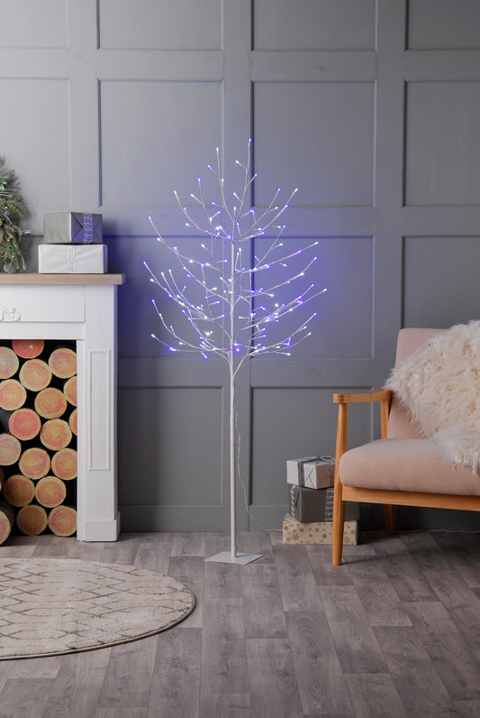 90cm Pre-lit Twig Tree Indoor Outdoor Blue & White Glow Worm LEDs