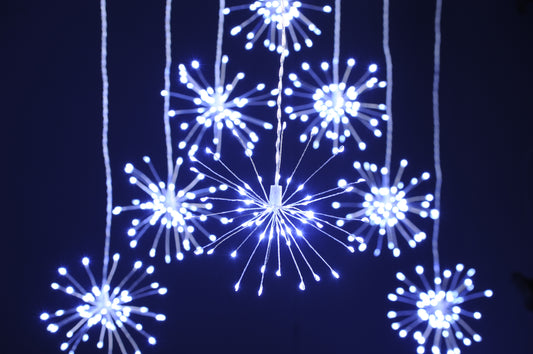 Starburst Curtain Lights - Ice White - Indoor Outdoor - Timer