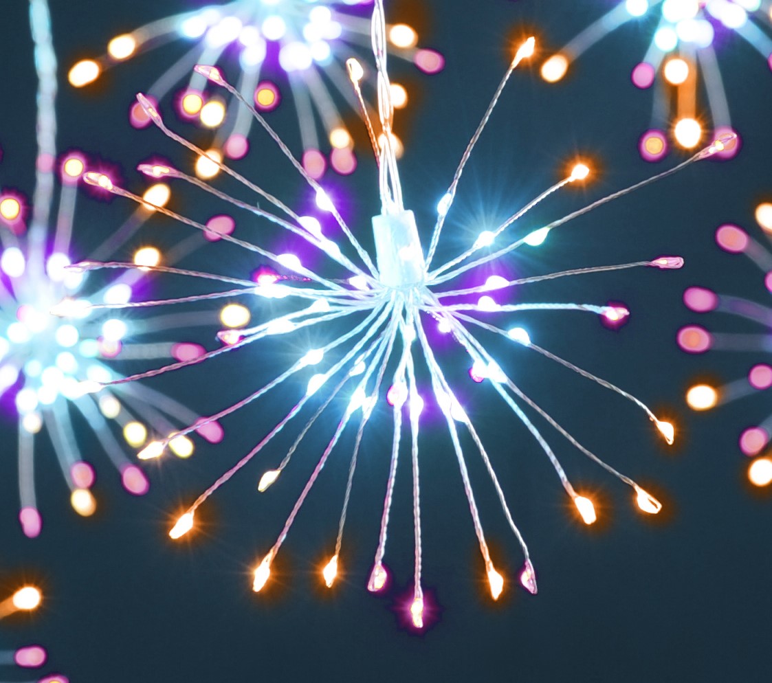 Starburst Curtain Lights - Aurora Multicoloured - Indoor Outdoor - Timer