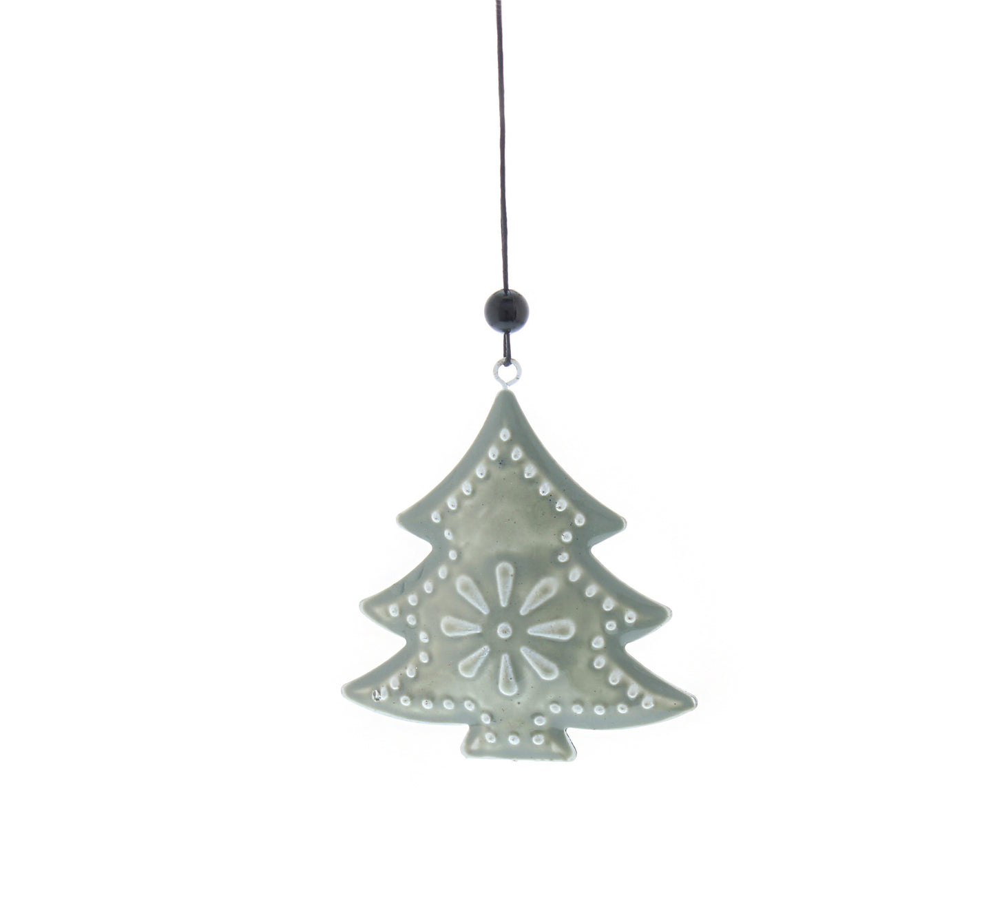 9cm Sage Green Christmas Tree Metal Hanging Decoration