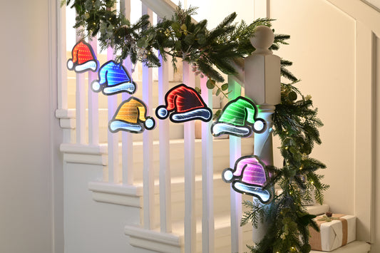 Infinity Light Christmas Garland - 6 Santa Hats - Multicoloured