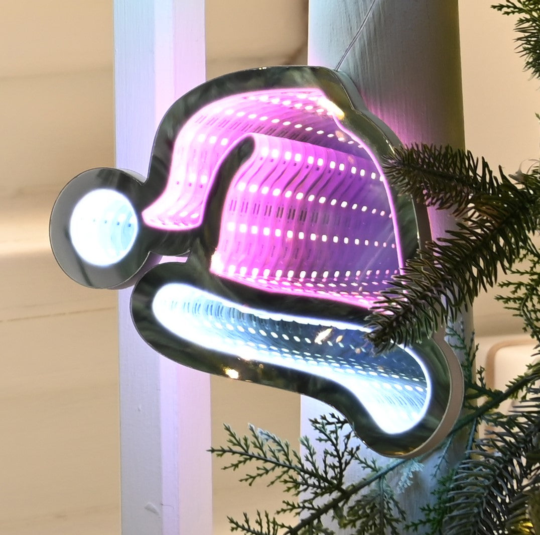 Infinity Light Christmas Garland - 6 Santa Hats - Multicoloured