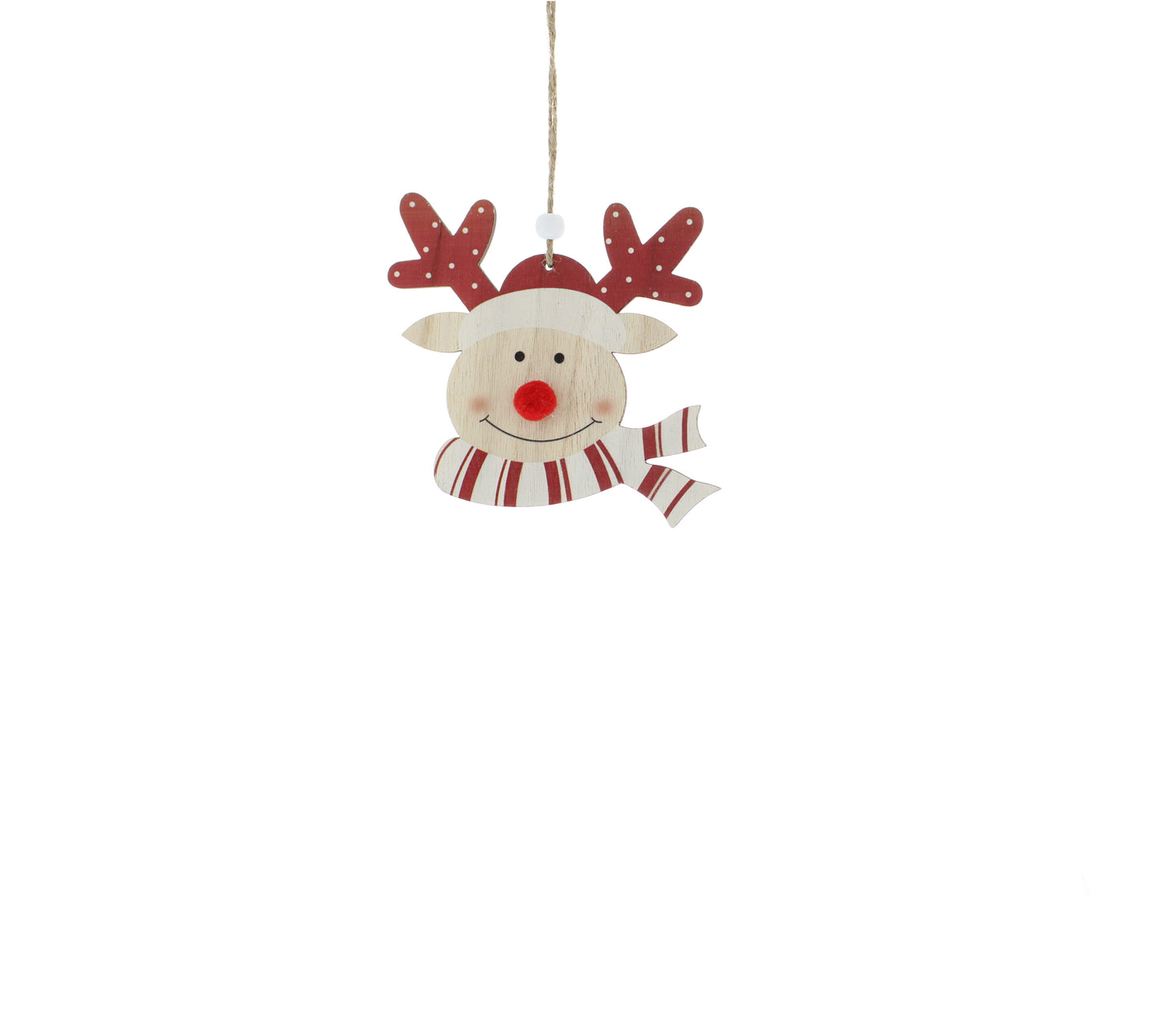 Jolly Reindeer Wooden Hanging Decoration