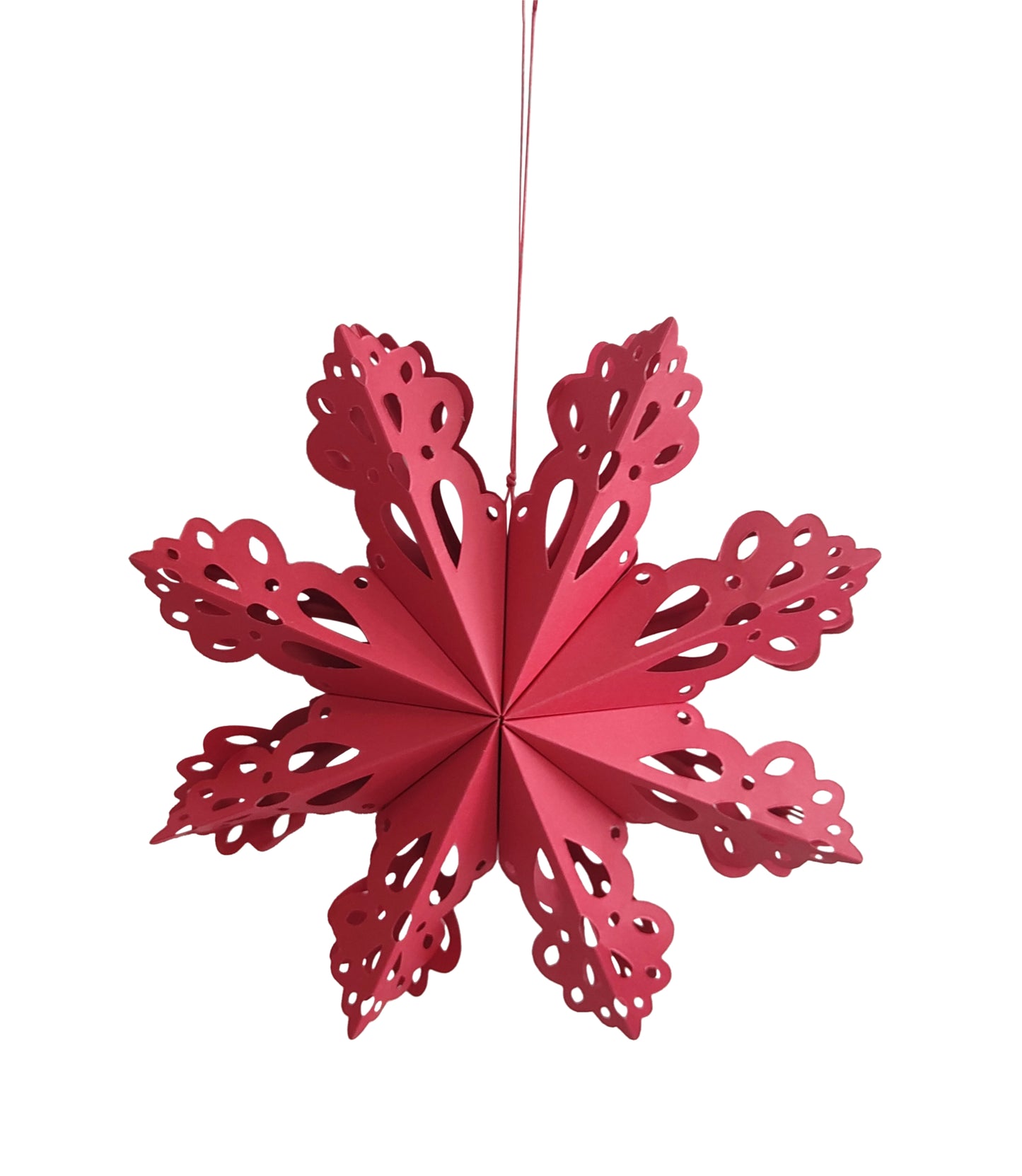 30cm Red Foldable Paper Snowflake Hanging Christmas Decoration