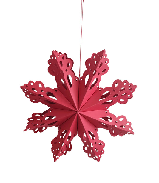 30cm Red Foldable Paper Snowflake Hanging Christmas Decoration