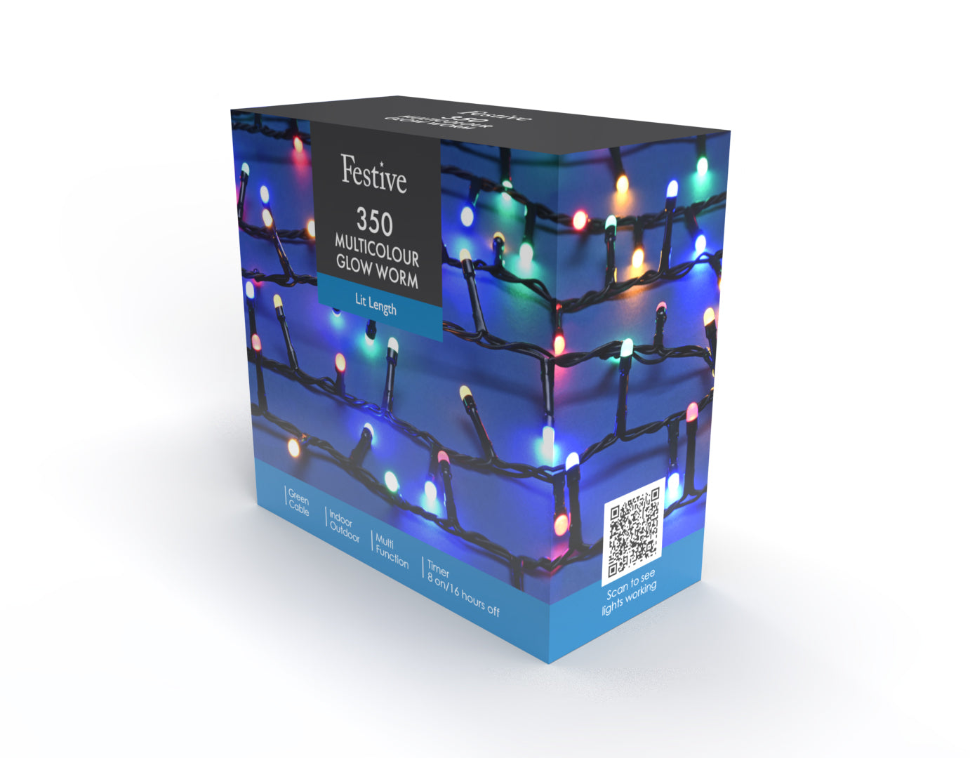 350 Glow Worm Lights Multicoloured Multifunction with Timer