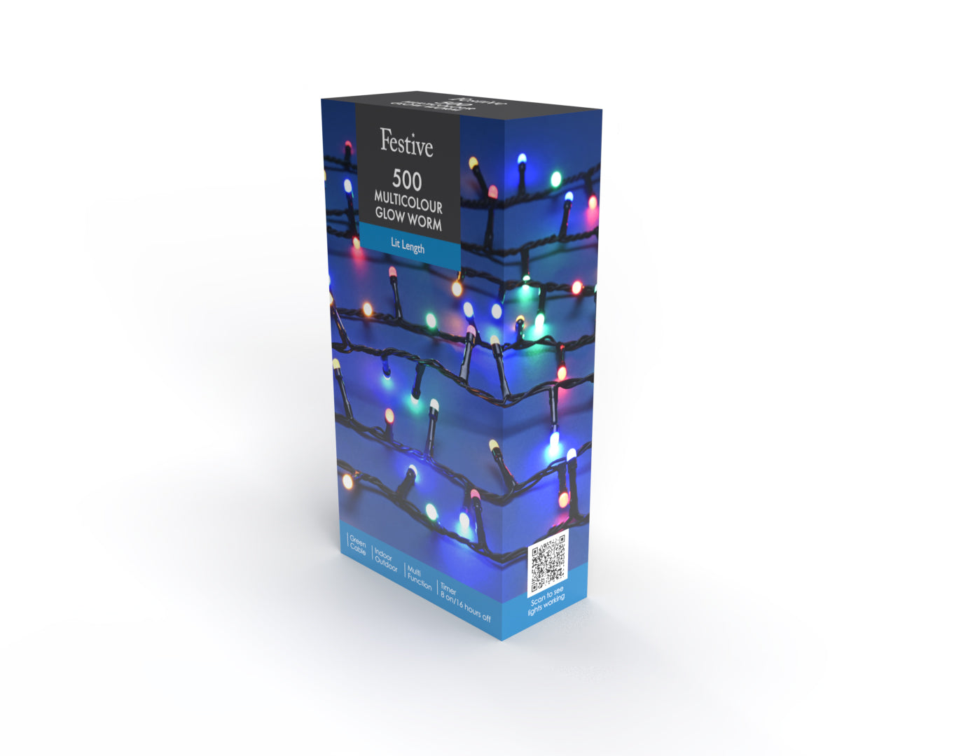 500 Glow Worm Lights Multicoloured Multifunction with Timer
