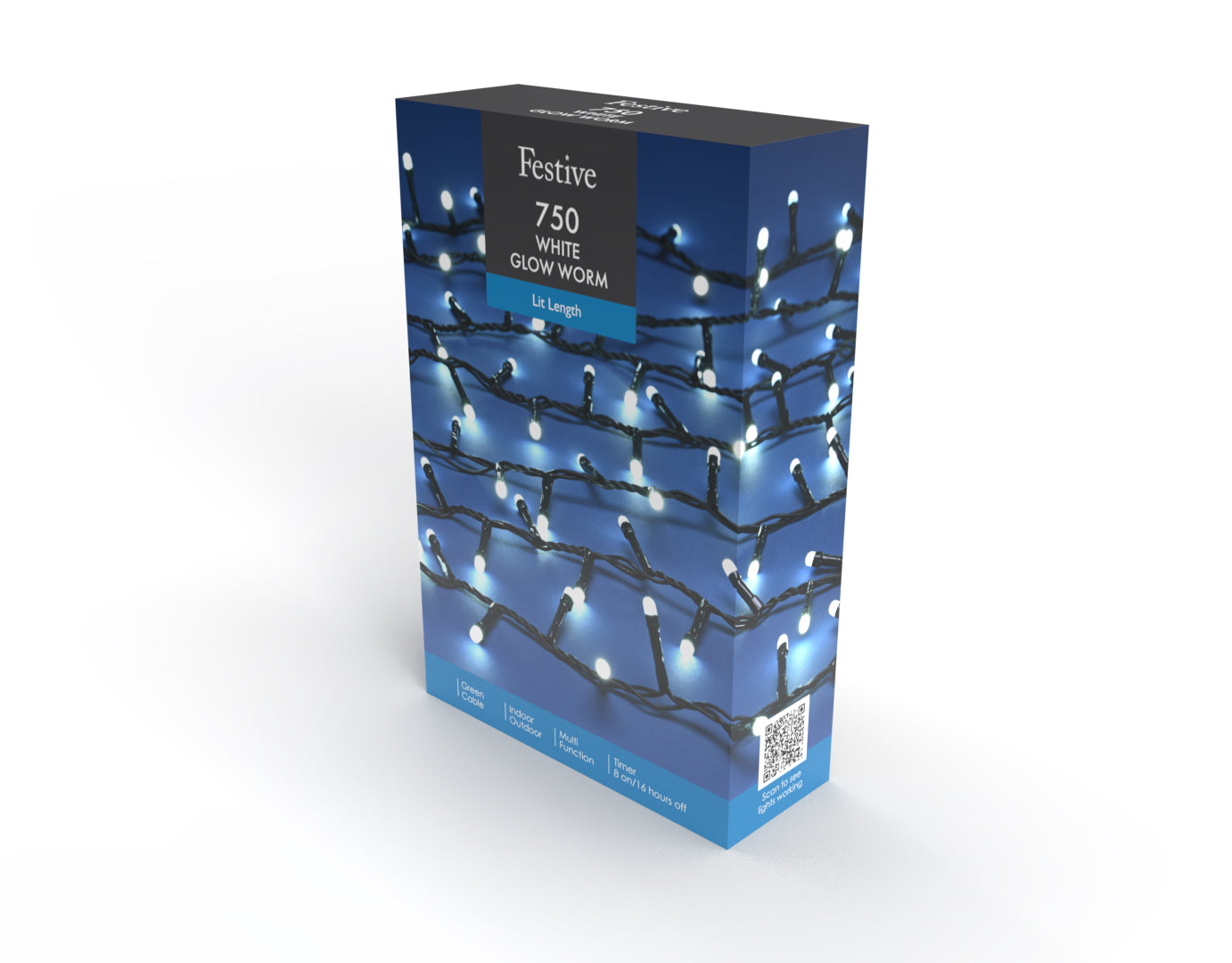 750 Glow Worm Lights Cool White Multifunction with Timer