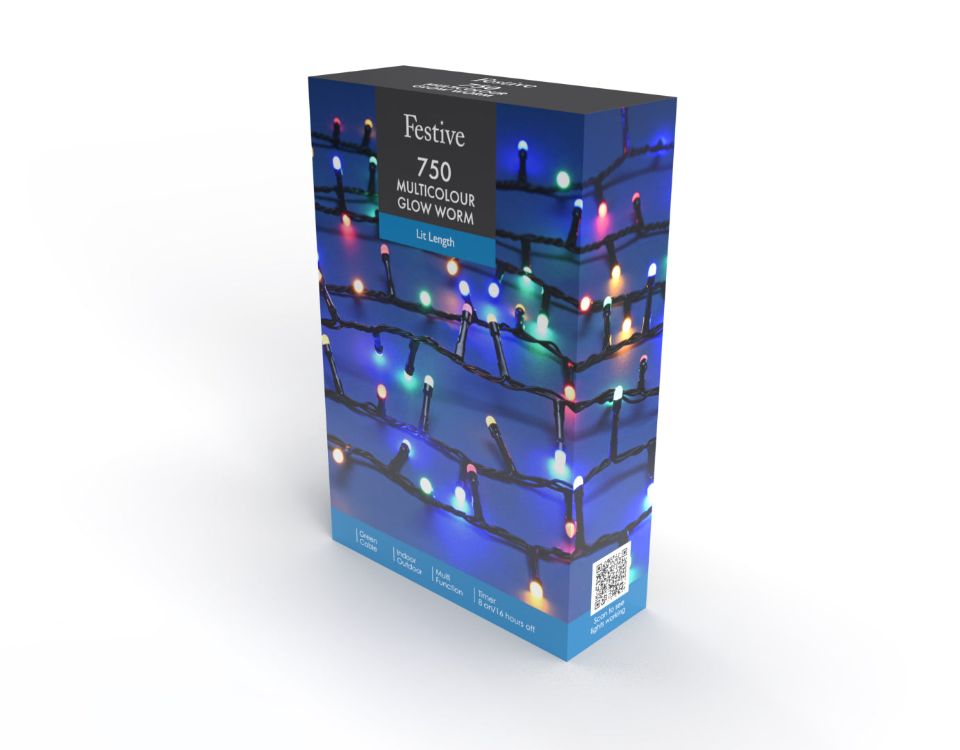750 Glow Worm Lights Multicoloured Multifunction with Timer