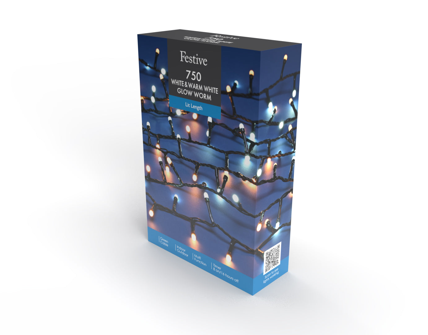 750 Glow Worm Lights Cool White and Warm White Multifunction with Timer