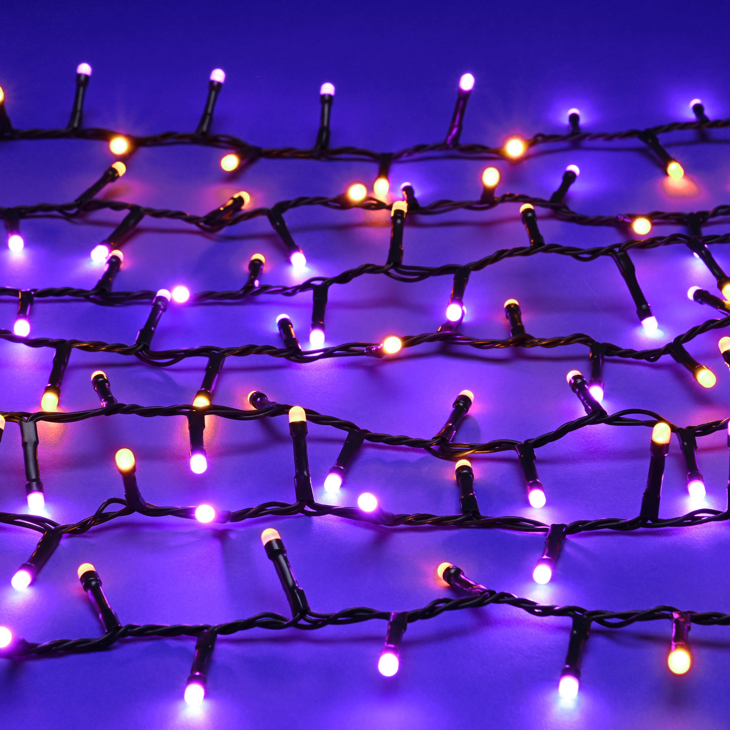 750 Halloween Glow Worm Lights Purple and Orange Multifunction with Timer