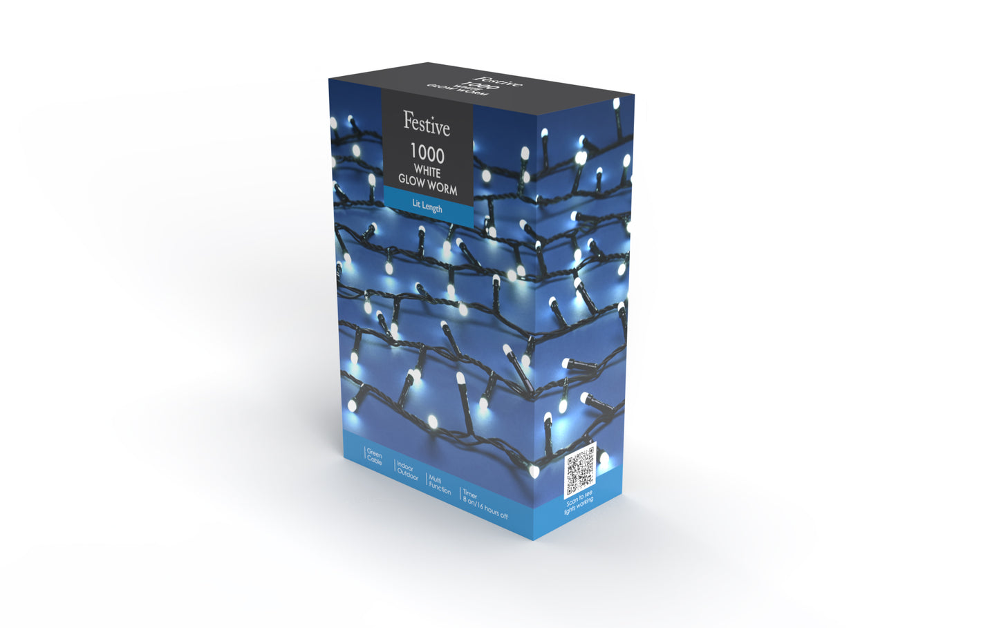 1000 Glow Worm Lights Cool White Multifunction with Timer