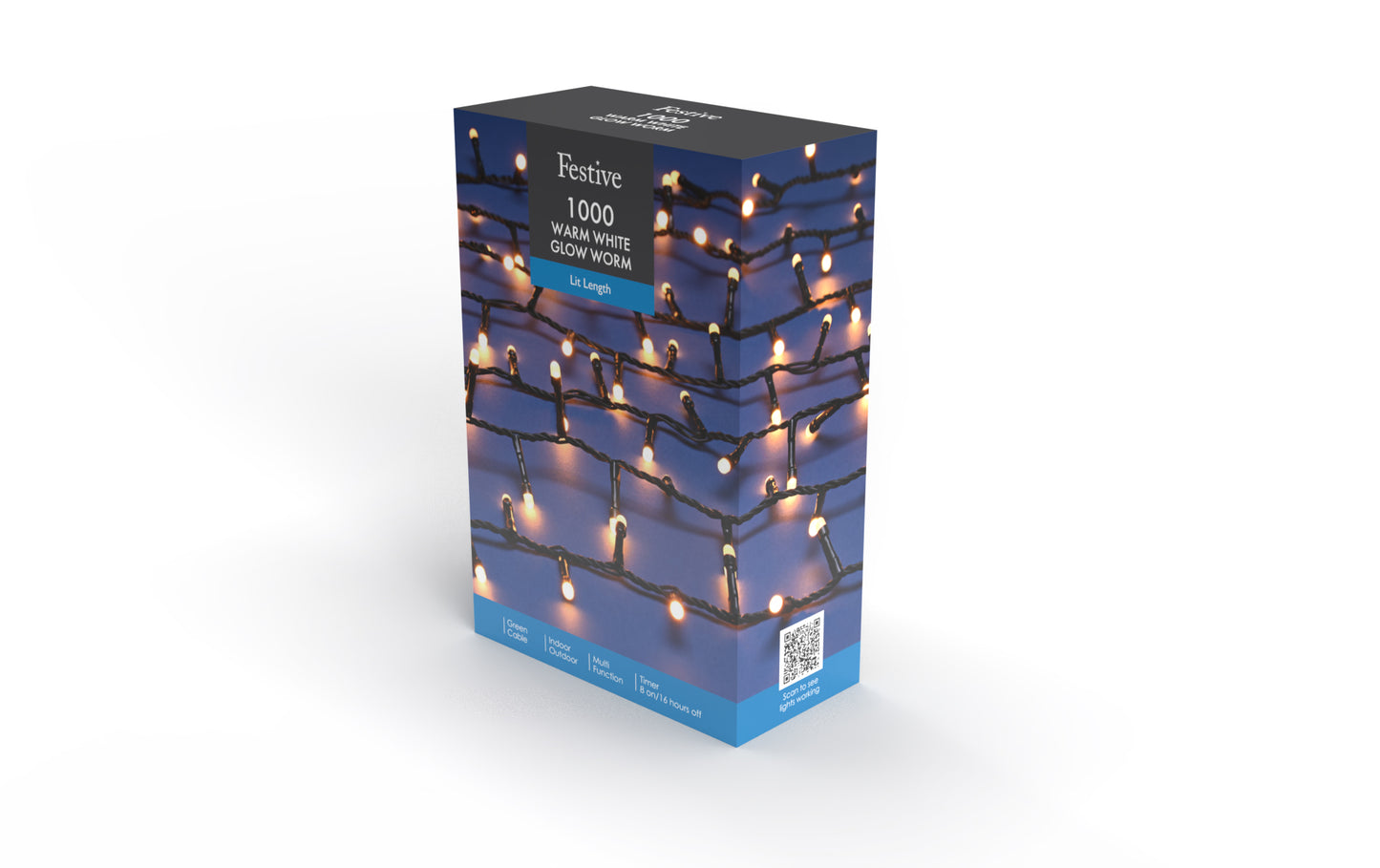 1000 Glow Worm Lights Warm White Multifunction with Timer