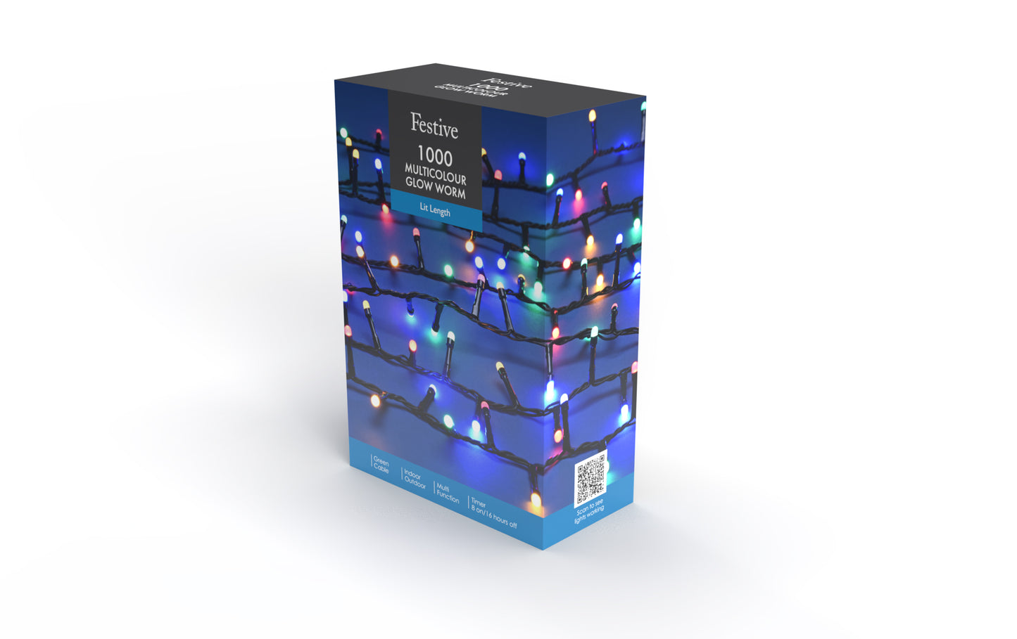 1000 Glow Worm Lights Multicoloured Multifunction with Timer