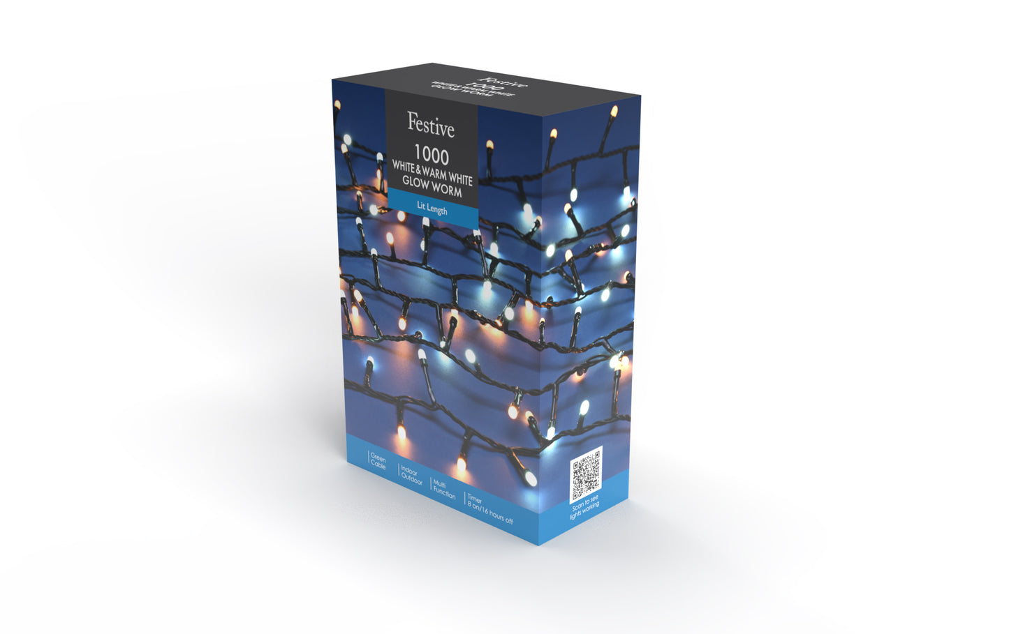 1000 Glow Worm Lights Cool White Warm White Mix Multifunction with Timer
