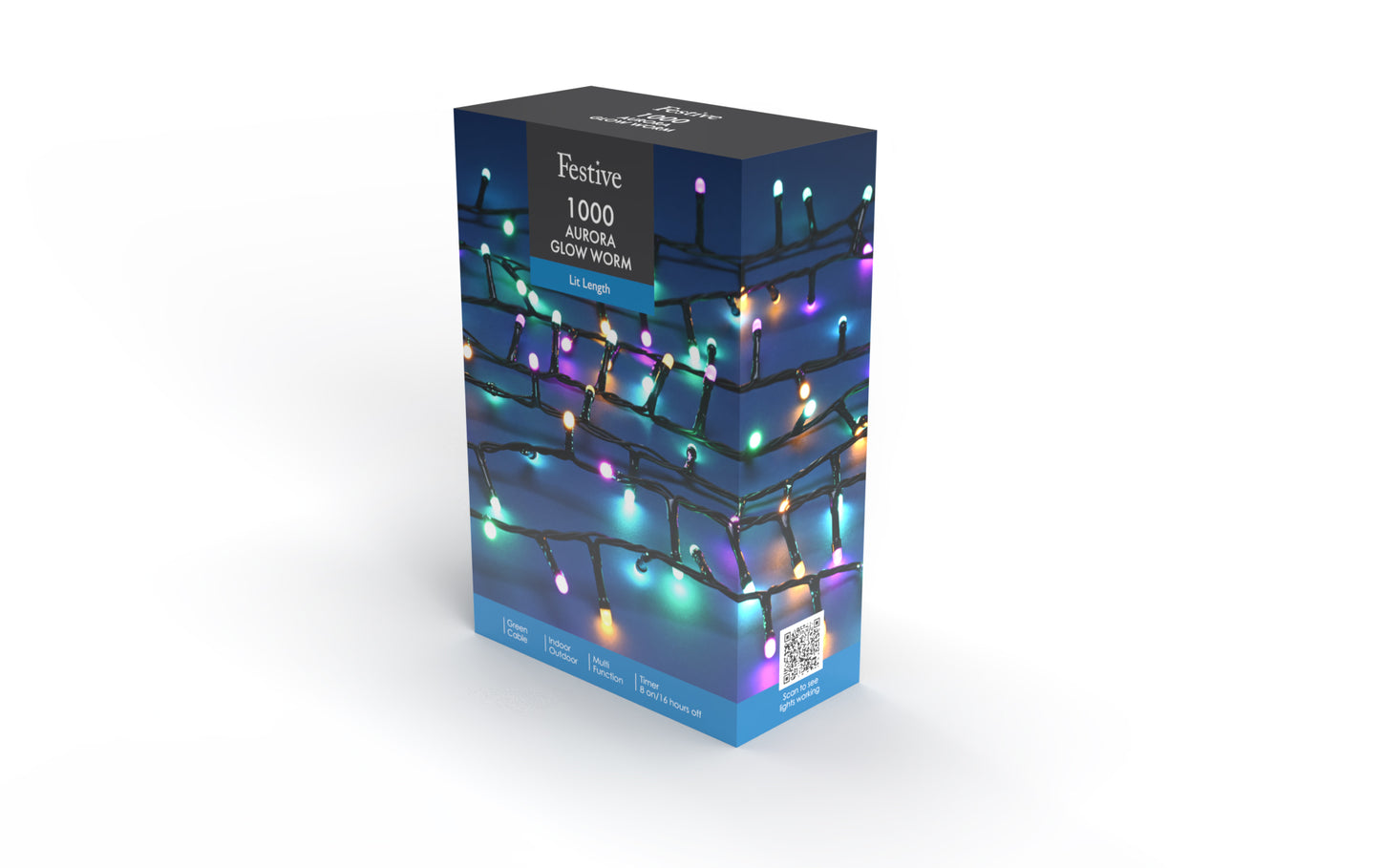 1000 Glow Worm Lights Aurora Multicoloured Multifunction with Timer