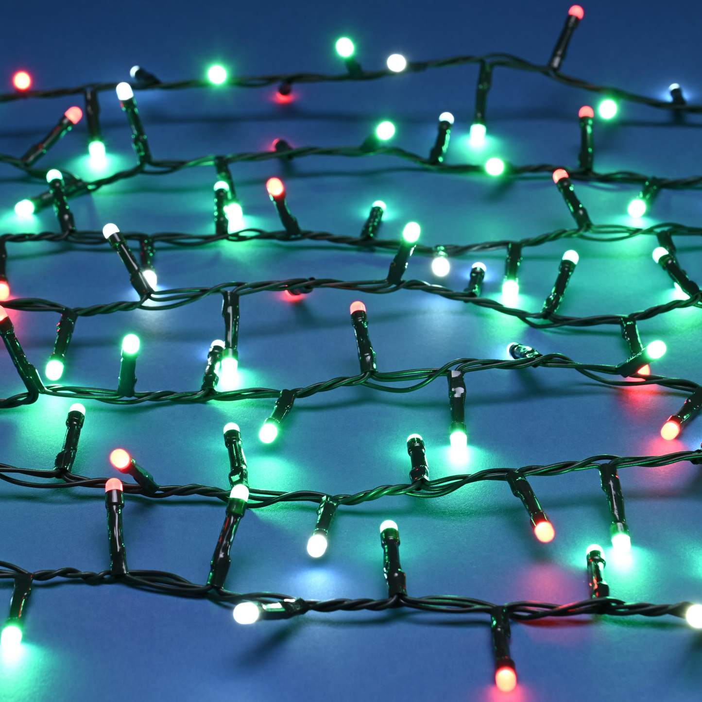 1500 Glow Worm Lights Jolly Holly Multifunction with Timer - Red & Green - Festive