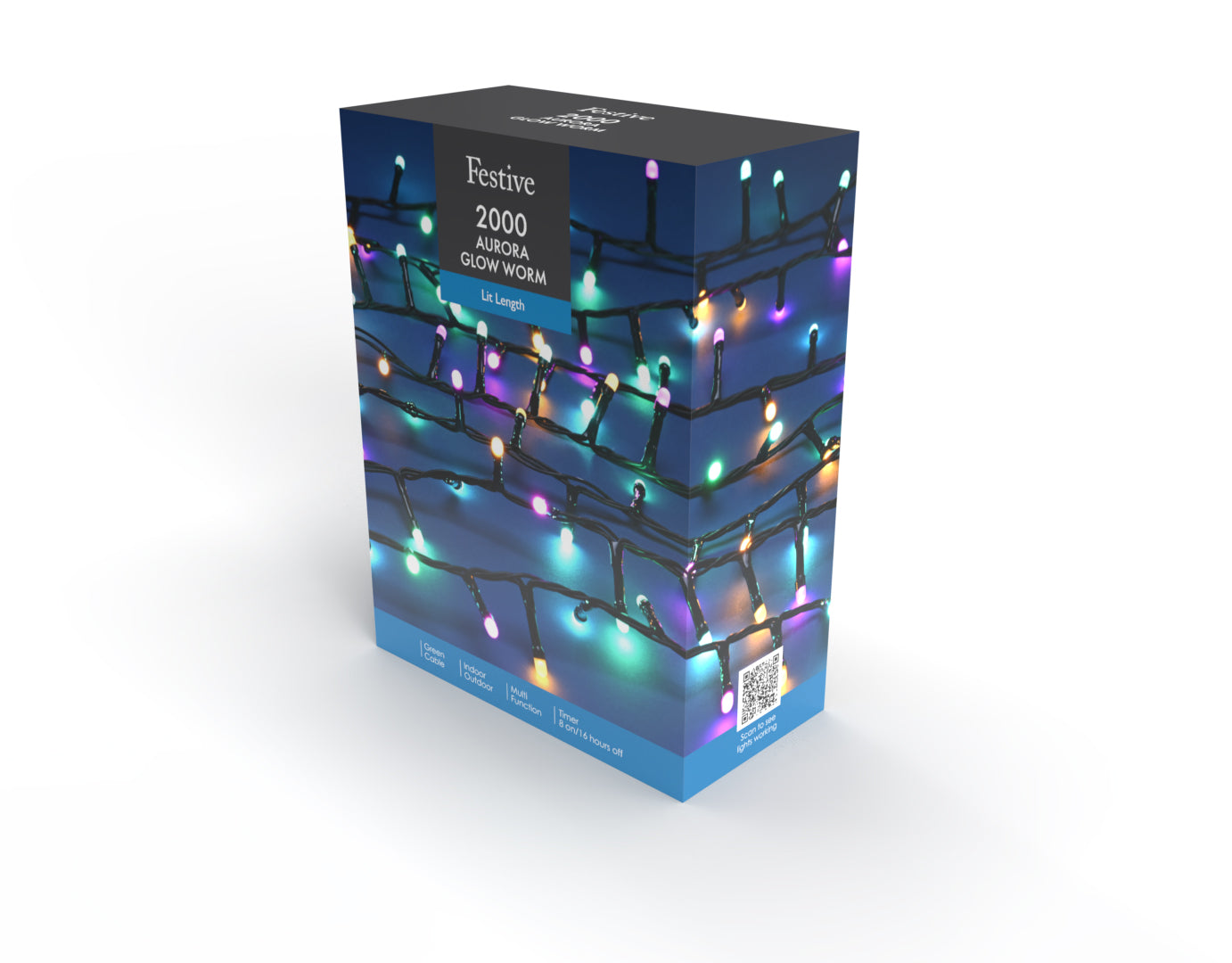 2000 Aurora Glow Worm Christmas Lights Multifunction with Timer