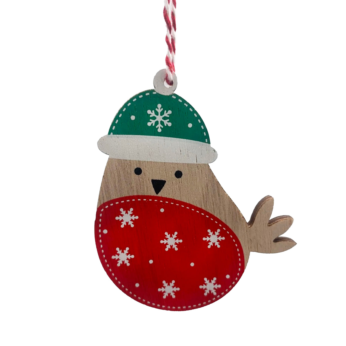9cm Wooden Robin Christmas Hanging Decoration