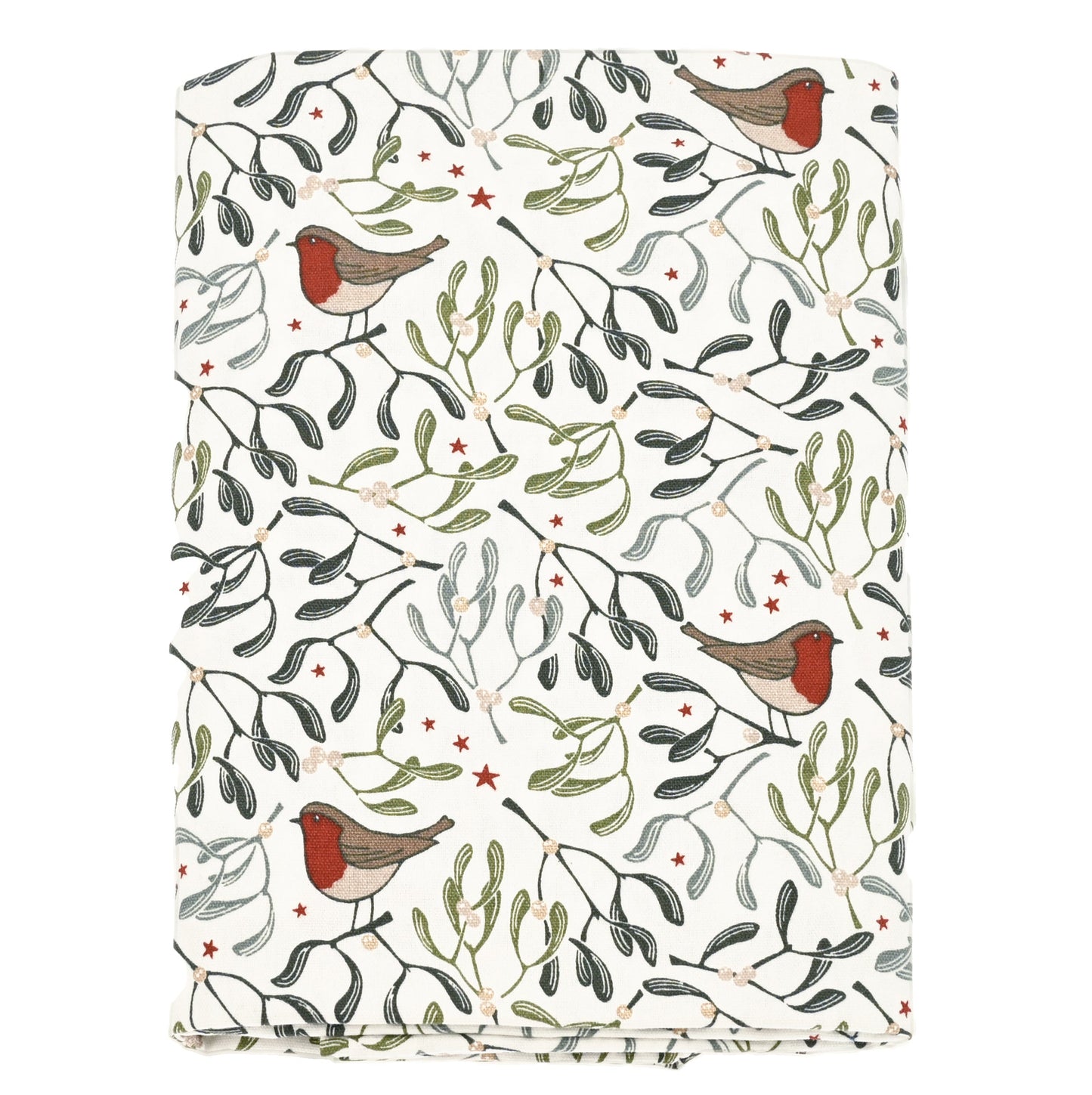 Walton and Co Robins and Mistletoe Christmas Tablecloth 100cm X 100cm