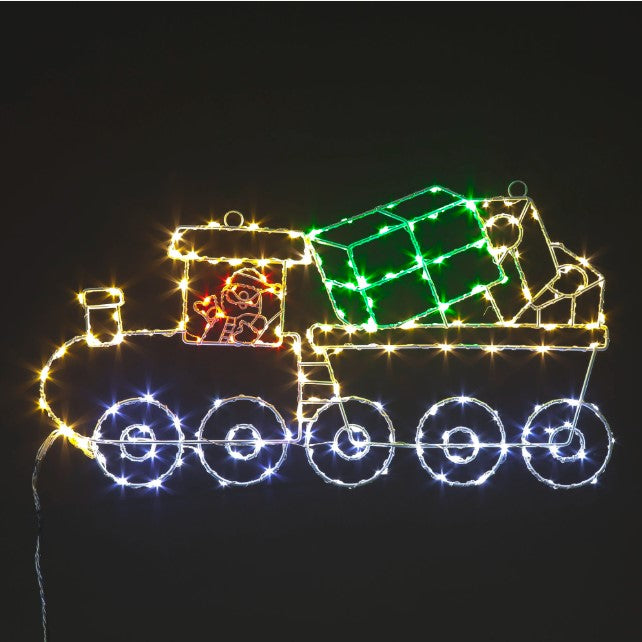 Animated Santa Train Illuminated Wall Decoration with Rotating Wheels
