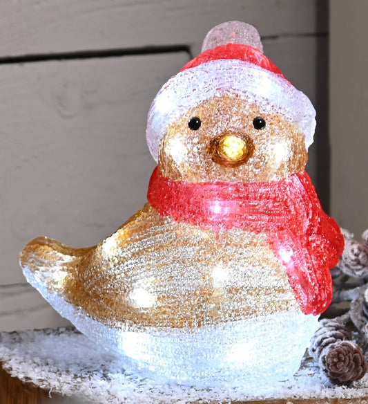 LED Acrylic Robin 19cm Battery Operated with Timer