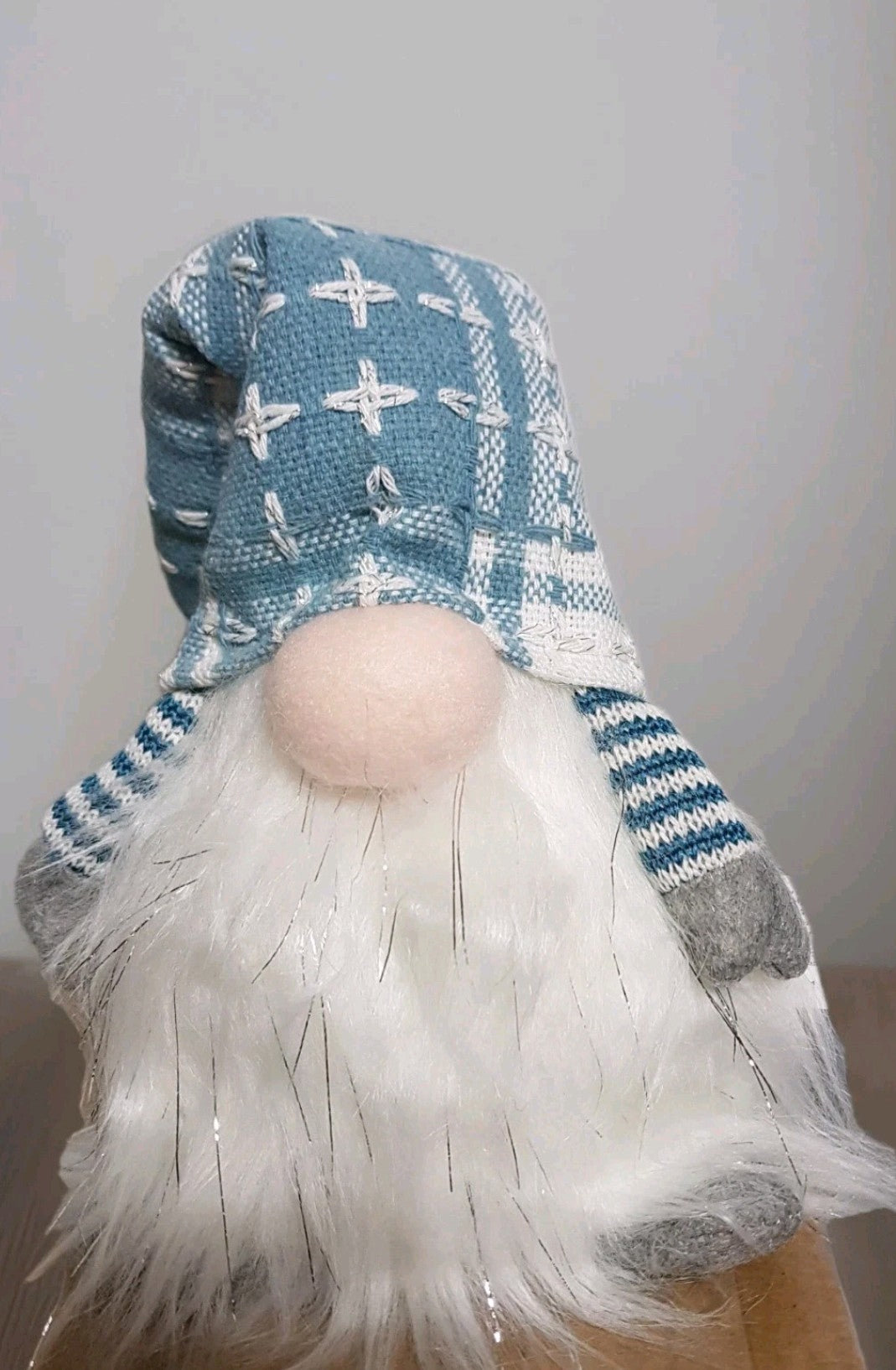 38cm Lit Sitting Gonk Battery Operated Christmas Decoration - Blue & White Hat