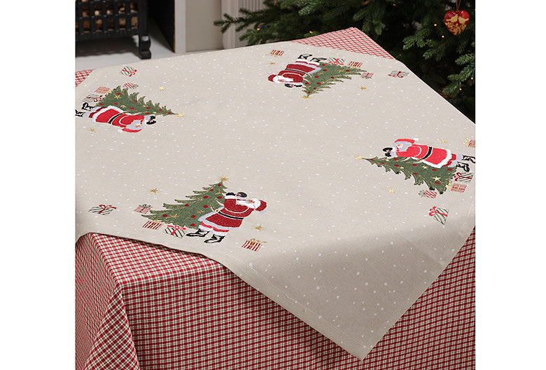 Walton & Co Father Christmas Embroidered Tablecloth 82cm X 82cm