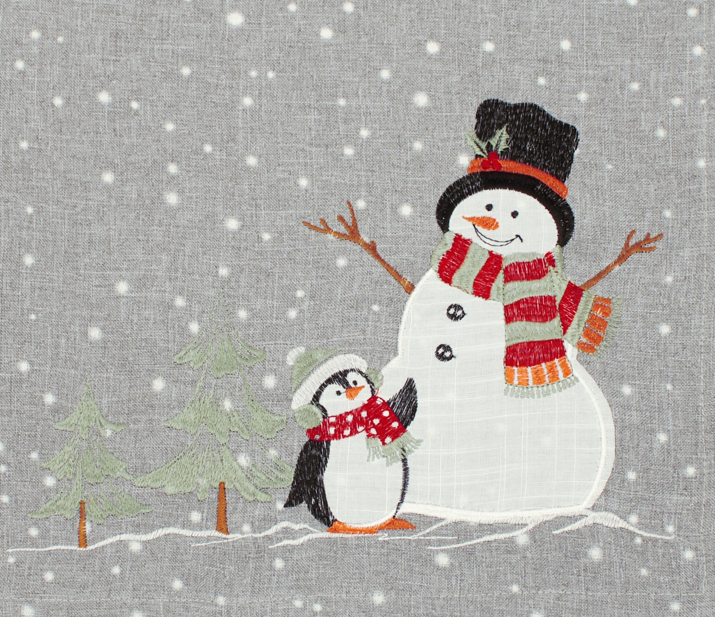 Walton and Co Snowman and Penguin Christmas Tablecloth 82cm X 82cm