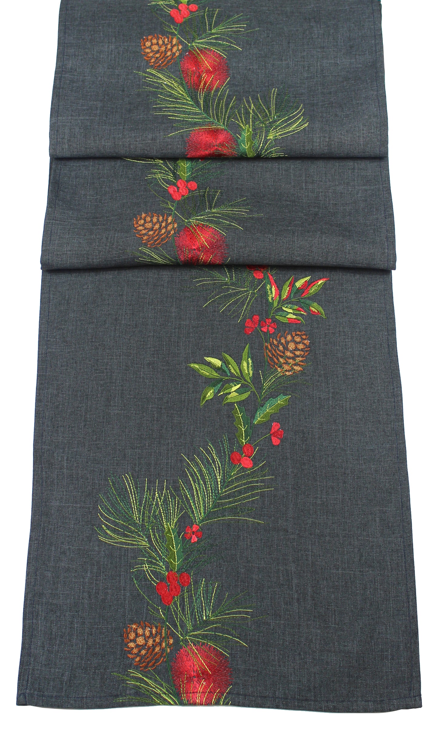Peggy Wilkins Winter Pines Christmas Table Runner Pewter