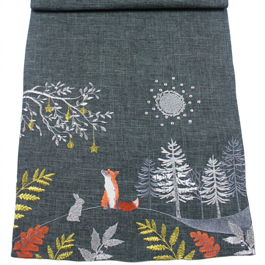 Peggy Wilkins Woodland Sparkle Christmas Table Runner