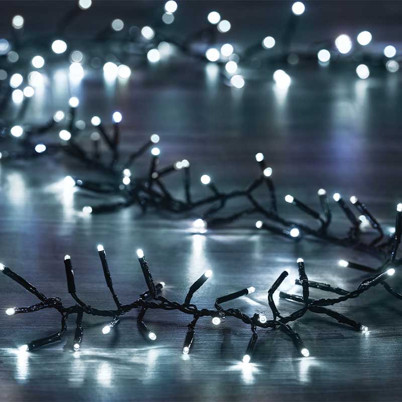 500 Cool White Cluster Lights Multifunction Timer Indoor Outdoor Christmas Lights