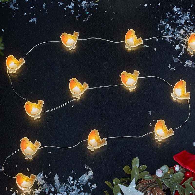 Robin Christmas String Lights Battery Operated with Timer