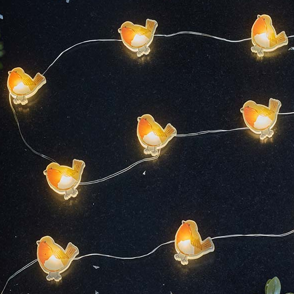 Robin Christmas String Lights Battery Operated with Timer