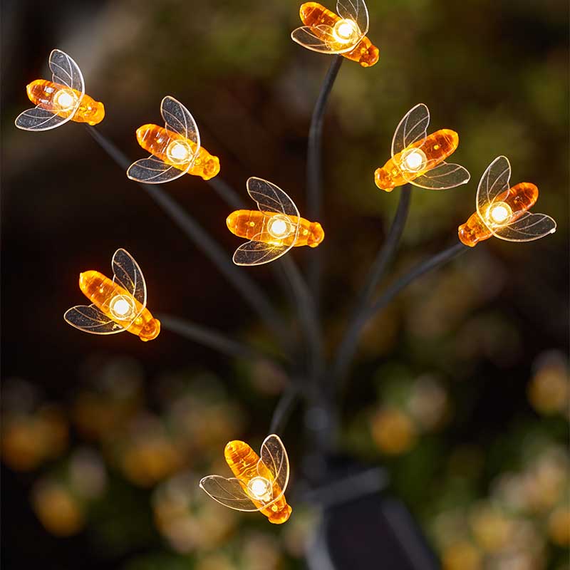 8 Stem Bee Solar Stake Light 70cm Warm White