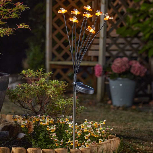8 Stem Bee Solar Stake Light 70cm Warm White
