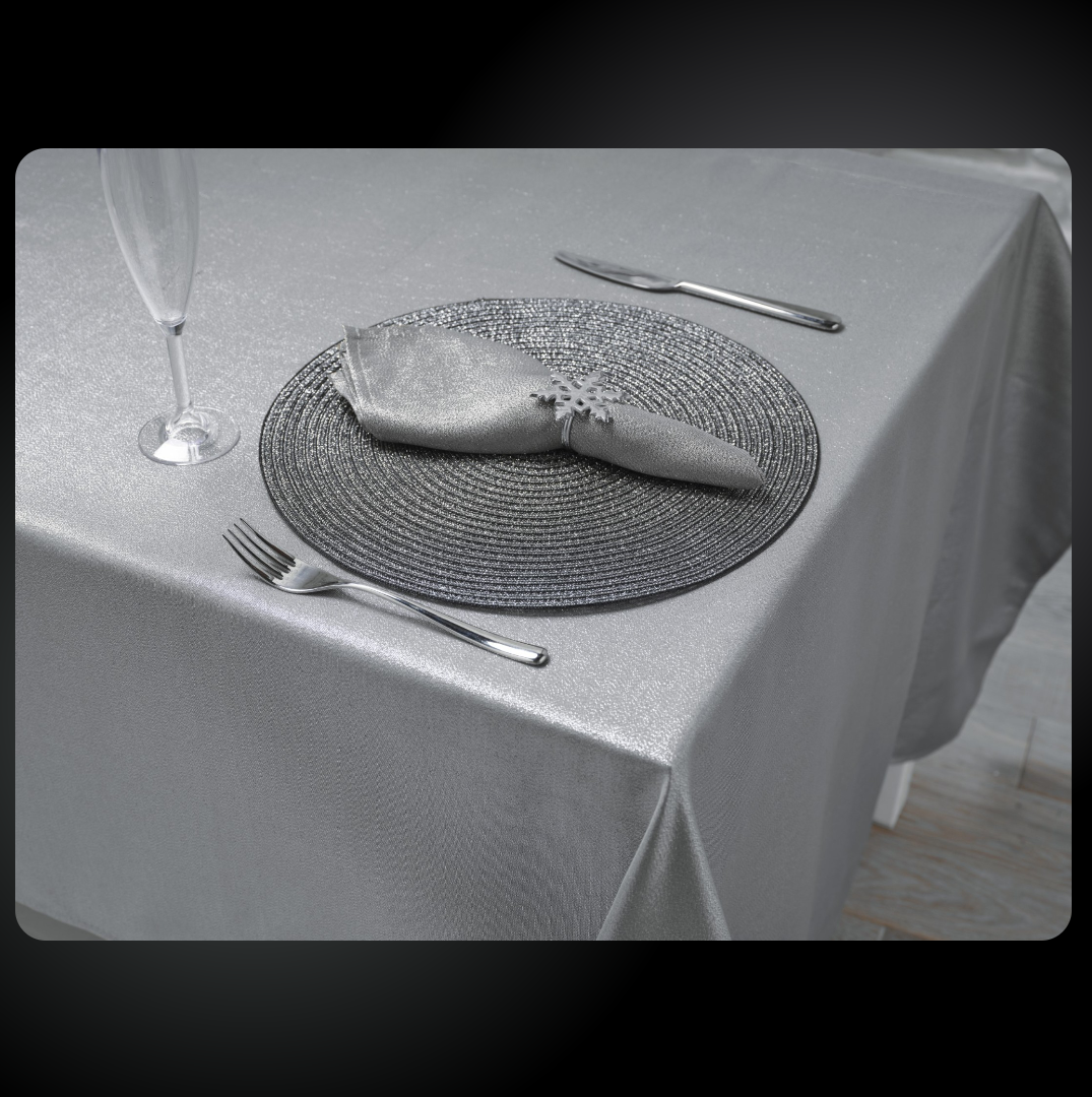 Walton and Co Pewter Glitz Tablecloth 150cm x 220cm Christmas